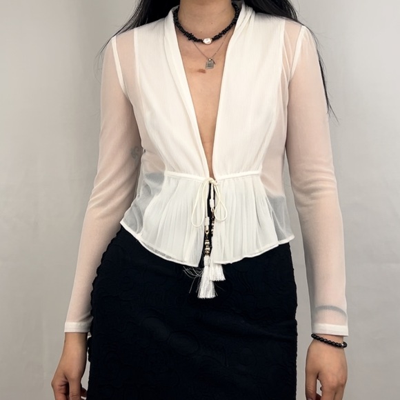 Sussi White Sheer Lightweight Chiffon Shrug Cardigan - Picture 1 of 7